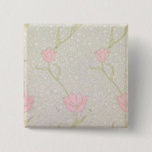 Chapa Cuadrada "Diseño del papel pintado del tulipán del jardín", (Anverso)