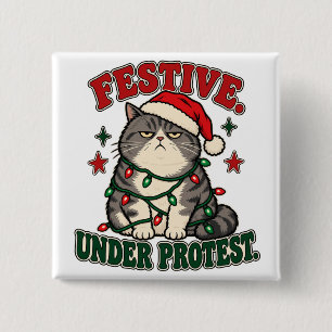 Chapa Cuadrada Diseño divertido de Navidad bajo protesta