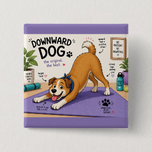 Chapa Cuadrada Diseño divertido de perro hacia abajo 