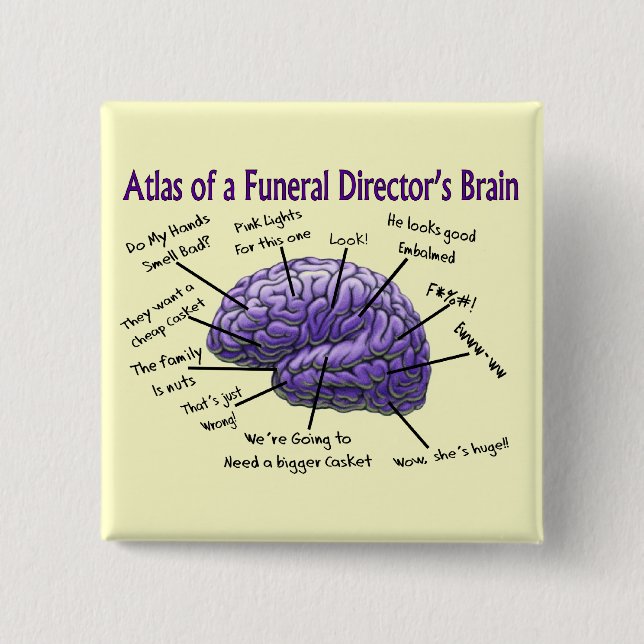 Chapa Cuadrada Diseño divertido del cerebro del director de (Anverso)