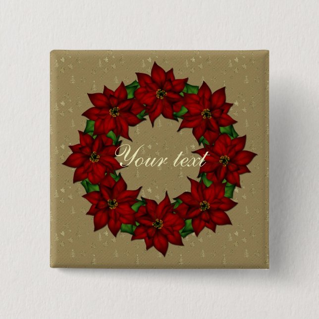 Chapa Cuadrada Diseño festivo del Poinsettia (Anverso)