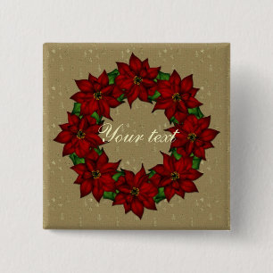 Chapa Cuadrada Diseño festivo del Poinsettia