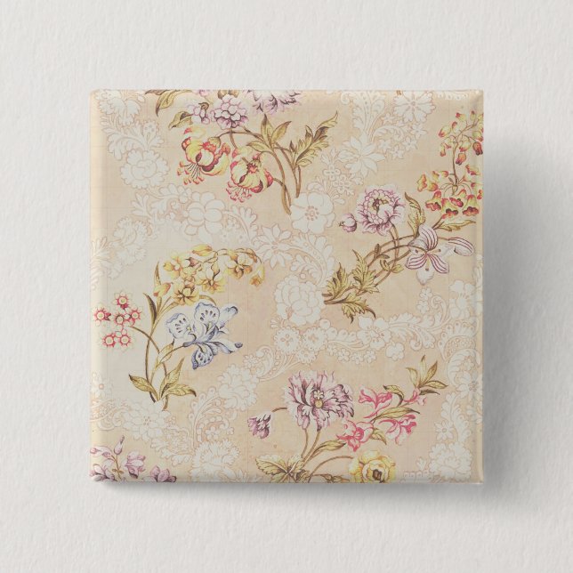 Chapa Cuadrada Diseño floral con los peonies, los lirios y los (Anverso)