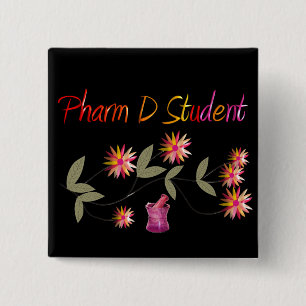 Chapa Cuadrada Diseño floral del estudiante de Pharm D