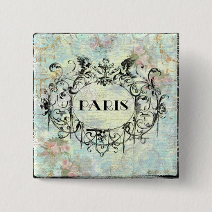 Chapa Cuadrada Diseño rococó de estilo antiguo francés y rosas