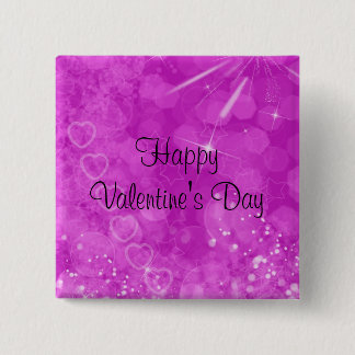 Chapa Cuadrada Diseño rosado y blanco de la tarjeta del día de