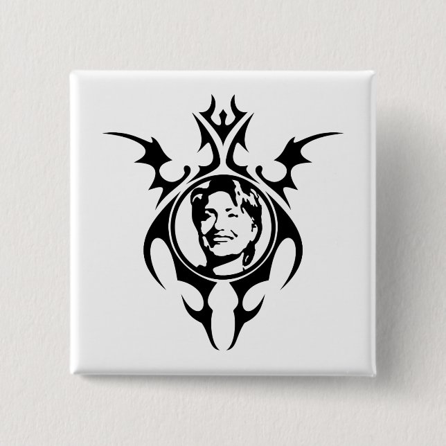 Chapa Cuadrada Diseño tribal de Hillary Clinton (Anverso)