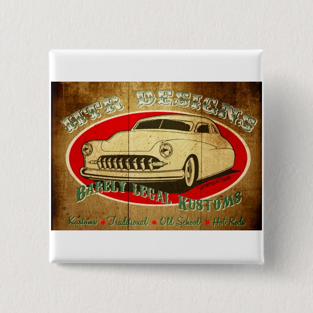 Chapa Cuadrada Diseños HTR Barely Legal Kustoms Garage (Anverso)