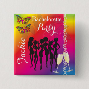 Chapa Cuadrada Diseños psicodélicos del fiesta de Bachelorette 