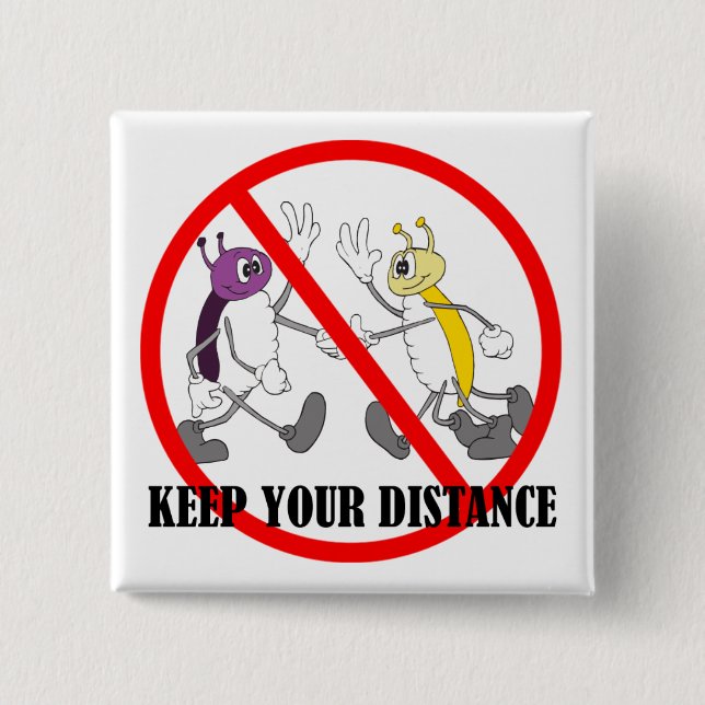 Chapa Cuadrada Distancia social Covid-19 Coronavirus (Anverso)