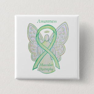 Chapa Cuadrada Distrofia muscular Conciencia Lime Angel Ribbon Pi