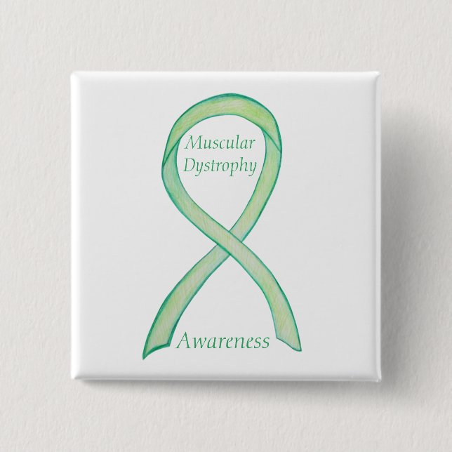 Chapa Cuadrada Distrofia Muscular Conciencia Lime Cinta Pin (Anverso)
