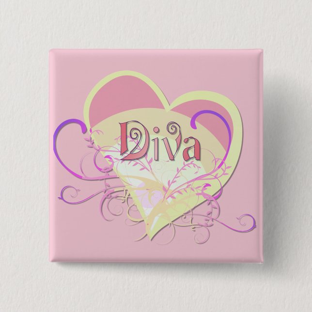 Chapa Cuadrada Diva Heart (Anverso)