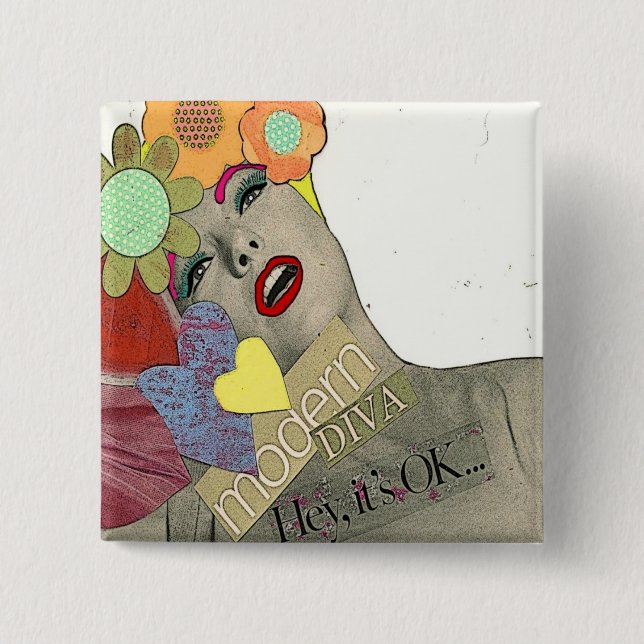 Chapa Cuadrada Diva moderna del vintage (Anverso)