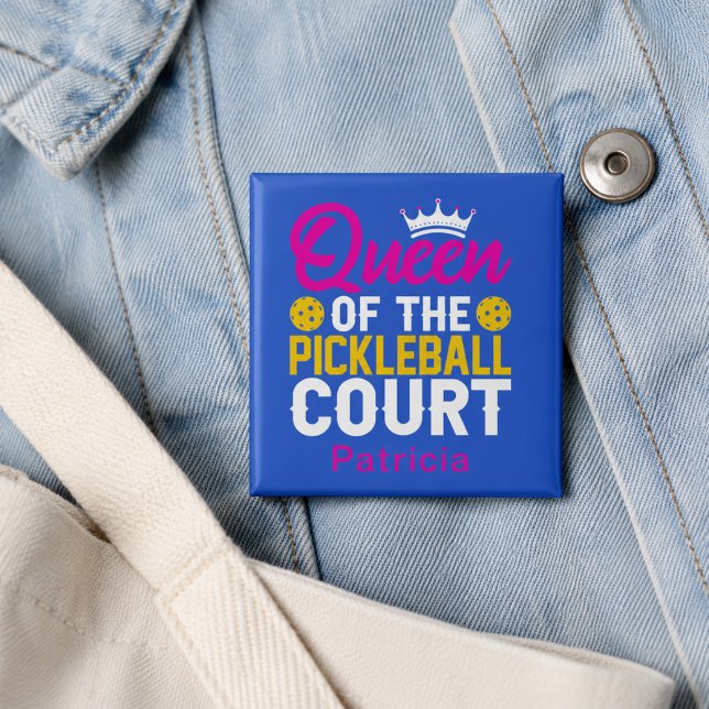 Chapa Cuadrada Diva Personalizada de la Cancha de Pickleball (Add name to customize.  Matching items available in the collection)