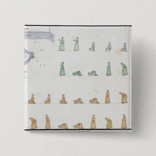 Chapa Cuadrada Diversas posiciones del cuerpo durante rezo de (Anverso)