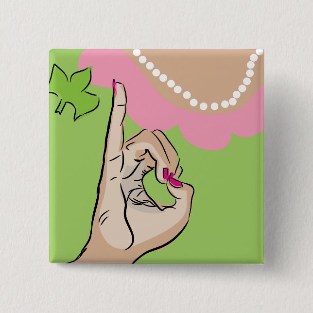 Chapa Cuadrada Diversión bonita real de la hermandad de mujeres (Anverso)