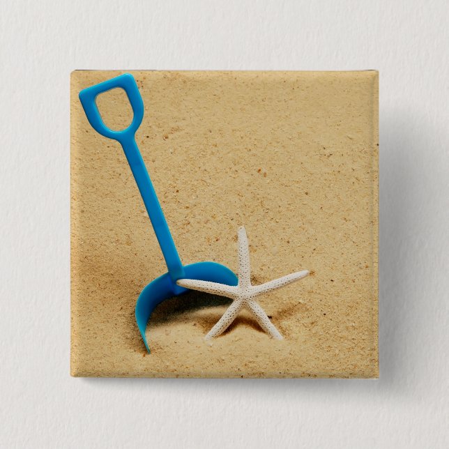 Chapa Cuadrada Diversión de la playa de la pala y de las (Anverso)