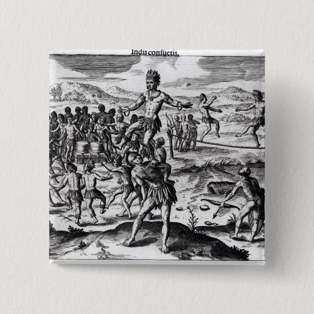 Chapa Cuadrada Diversos juegos indios, de 'Americae (Anverso)