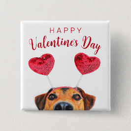 Chapa Cuadrada Divertido perro El día de San Valentín Cute Corazó
