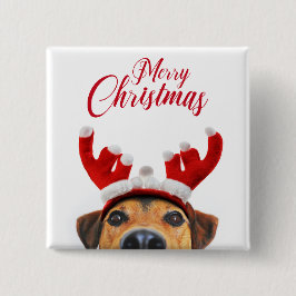 Chapa Cuadrada Divertidos Navidades Perro reno Antler Cabeza