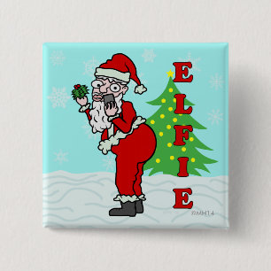 Chapa Cuadrada Divertidos Navidades Santa Elfie