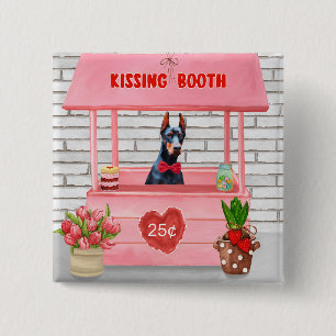 Chapa Cuadrada Doberman Dog El día de San Valentín Kissing Booth