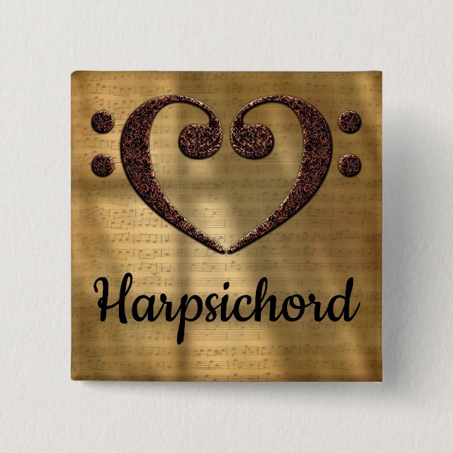 Chapa Cuadrada Doble Bass Clef Heart Harpsichord (Anverso)