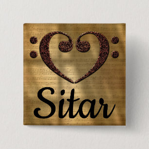 Chapa Cuadrada Doble Bass Clef Heart Sitar