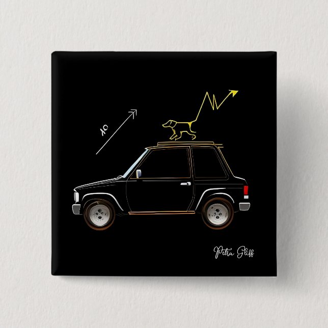 Chapa Cuadrada Dog on Wall Street Petra Gliff Square Button (Anverso)