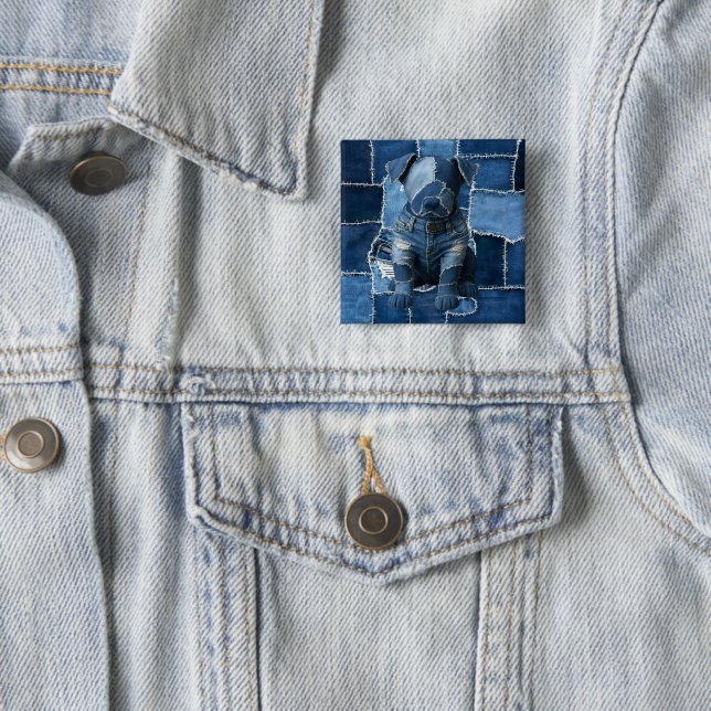 Chapa Cuadrada Dog Patchwork Art Denim (In situ)