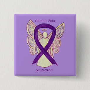 Chapa Cuadrada Dolor crónico Conciencia Angel Ribbon Art Pin