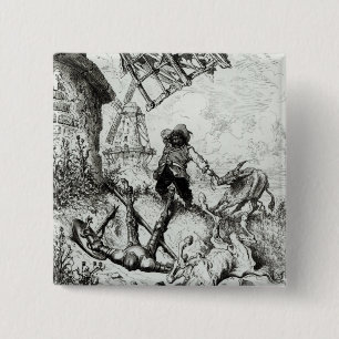 Chapa Cuadrada Don Quijote y los molinoes de viento