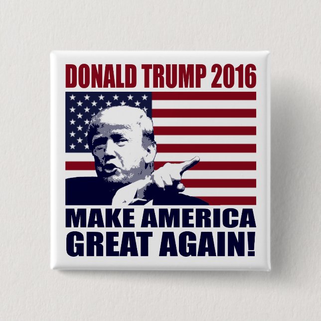 Chapa Cuadrada Donald Trump 2016 para presidente Button (Anverso)