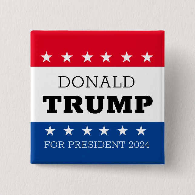Chapa Cuadrada Donald Trump para presidente 2024 (Anverso)