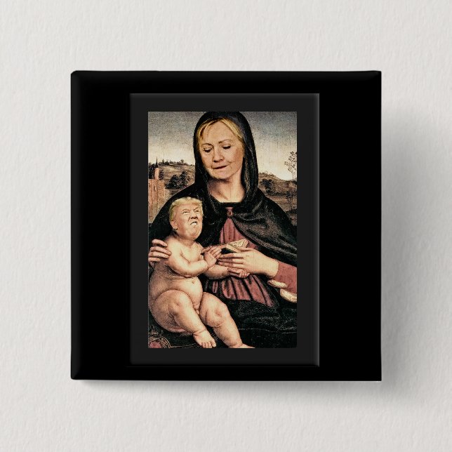 Chapa Cuadrada Donald Trump y Hillary Clinton (Anverso)