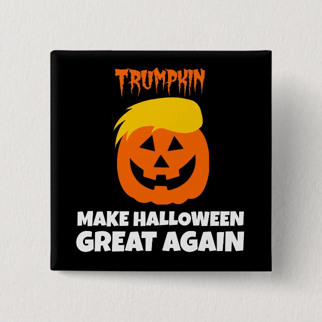 Chapa Cuadrada Donald Trumpkin hace Halloween grande otra vez (Anverso)