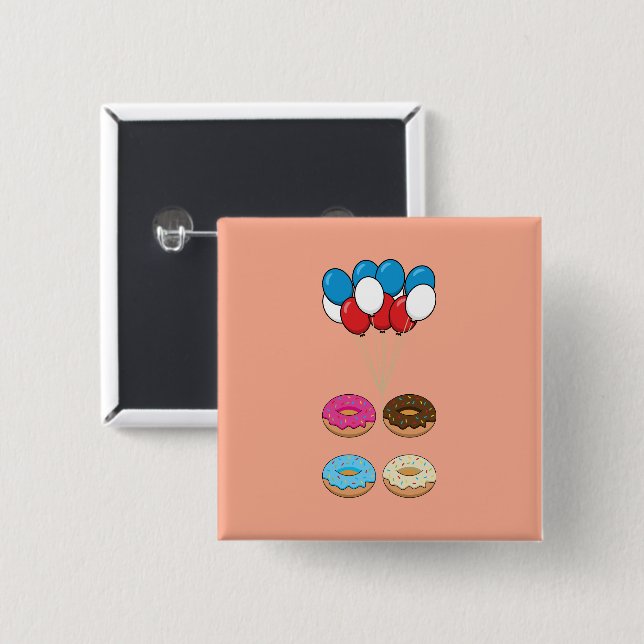 Chapa Cuadrada Donas Surtidas y Globos (Anverso y reverso)