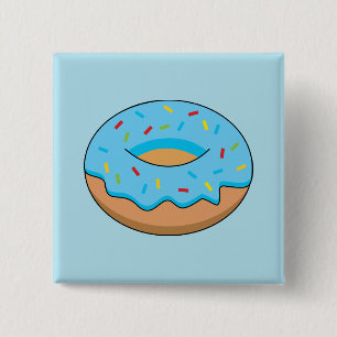 Chapa Cuadrada Donut de escarcha azul con Personalizado Sprinkles