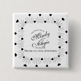 Chapa Cuadrada Doodle Hearts Frame Script Wedding