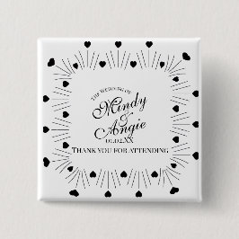 Chapa Cuadrada Doodle Hearts Marco Script Boda