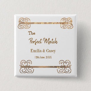 Chapa Cuadrada Dorado vintage brillo la pareja perfecta na