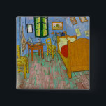Chapa Cuadrada Dormitorio Vincent Van Gogh. Arte de sala impresio<br><div class="desc">Botón "The Bedroom" de Vincent Van Gogh. El arte de la habitación impresionista.</div>