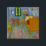 Chapa Cuadrada Dormitorio Vincent Van Gogh. Arte de sala impresio<br><div class="desc">Botón "The Bedroom" de Vincent Van Gogh. El arte de la habitación impresionista.</div>