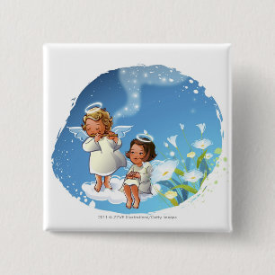 Chapa Cuadrada Dos ángeles que se sientan en las nubes