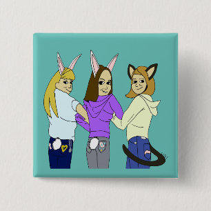 Chapa Cuadrada Dos conejitos y un gatito