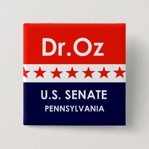 Chapa Cuadrada Dr. Oz Senado de EE. UU. Pennsylvania