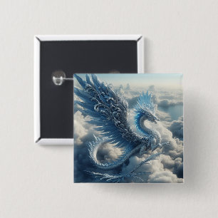 Chapa Cuadrada Dragón asombroso rodeado de nubes