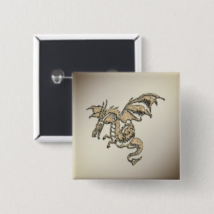 Chapa Cuadrada Dragón dorado