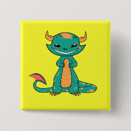 Chapa Cuadrada Dragón mítico lindo sonriendo